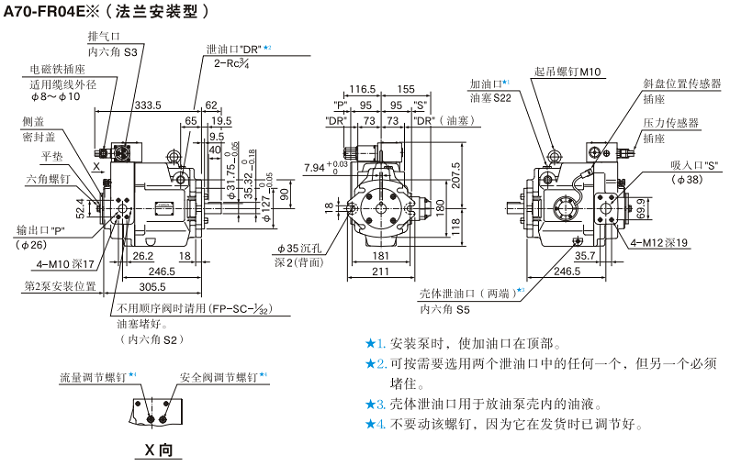 A70-FR04<a href='http://www.fx062.com' target='_blank'><u>油研柱塞泵</u></a>安裝尺寸